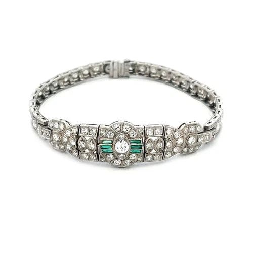 ART DECO DIAMOND PLATINUM BRACELET FANCY CENTERPIECE MILGRAIN STYLE (1 of 2)