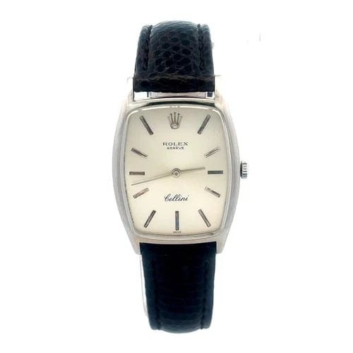 ROLEX CELLINI WRISTWATCH VINTAGE 18K WHITE GOLD MANUAL WIND LEATHER BAND (1 of 2)