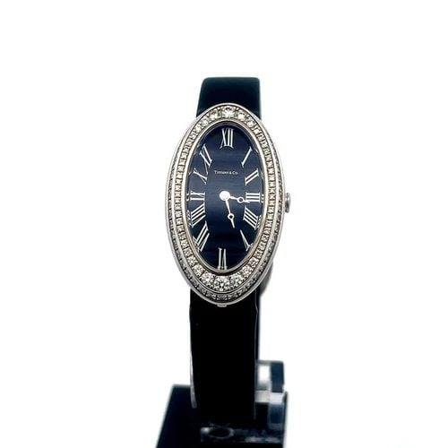 6840 TIFFANY & CO. DIAMOND GOLD WRISTWATCH LADIES DOUBLE ROW BEZEL 18K WHITE (1 of 2)