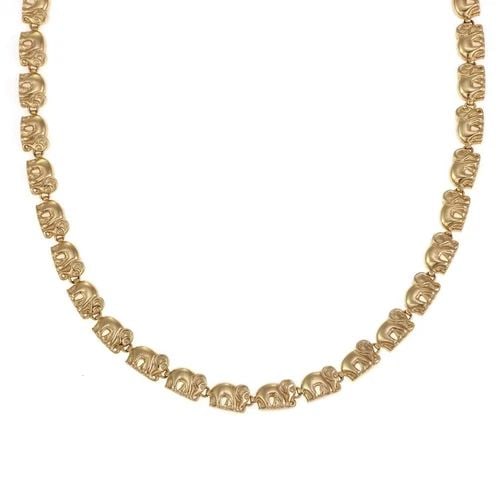 18K YELLOW GOLD ALL AROUND 3D ELEPHANT LINK NECKLACE LIQUIDATION!! (1 of 2)