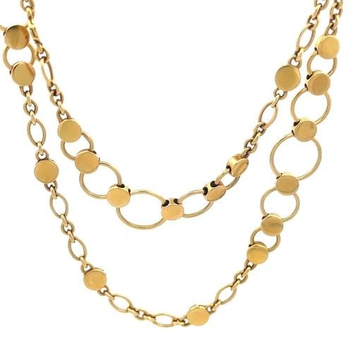 JOHN HARDY LONG GOLD NECKLACE DOT RING LINK 18K YELLOW CHAIN 36" L (1 of 2)