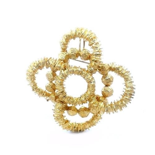 LARGE GOLD FLORAL BROOCH/PENDANT 14K YELLOW OPEN ETRUSCAN DESIGN 52 GRAMS (1 of 2)
