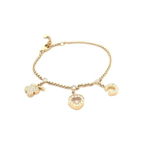 6757 CHOPARD HAPPY DIAMOND GOLD BRACELET 18K YELLOW LUCKY CHARMS: 6757 CHOPARD HAPPY DIAMOND GOLD BRACELET 18K YELLOW LUCKY CHARMS An adorable authentic bracelet by Chopard, from the Happy Diamond Lucky Charms Collection. It is crafted from 18k yellow gold featuring