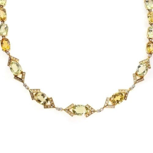 GOLD CITRINE & DIAMOND NECKLACE 18K YELLOW GOLD ASSORTED COLORS (1 of 2)