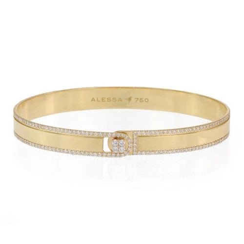 ALESSA 2.00CT DIAMOND 18K YELLOW GOLD 7MM WIDE HOOK BANGLE - LIQUIDATION (1 of 2)