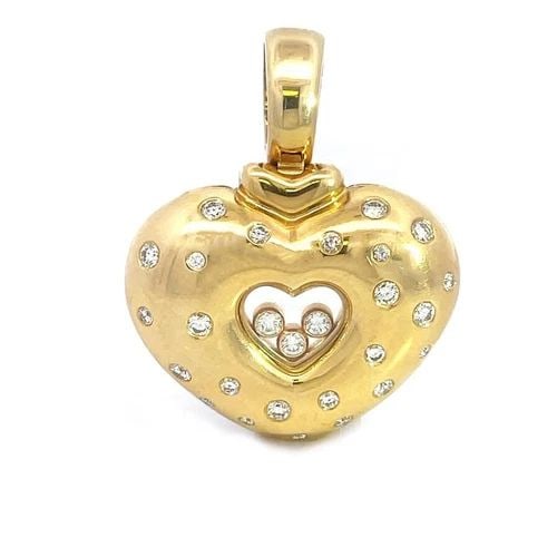 CHOPARD HAPPY DIAMOND HEART PENDANT 18K YELLOW GOLD PUFFED STYLE (1 of 2)