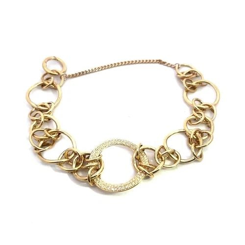 DIMODOLO DIAMOND GOLD BRACELET 18K YELLOW ASSORTED RING LINKS (1 of 2)