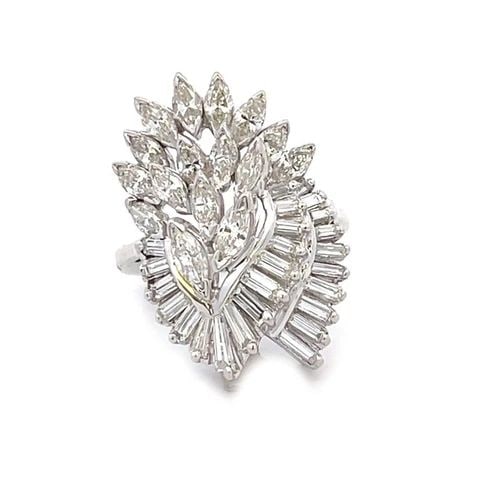 4919 ESTATE 2.75CT DIAMOND 14K WHITE GOLD CASCADE COCKTAIL RING SIZE 5.25 (1 of 2)