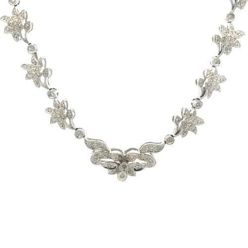 DIAMOND GOLD COLLAR NECKLACE 3-4CT 18K WHITE FLORAL LINK STYLE (1 of 2)