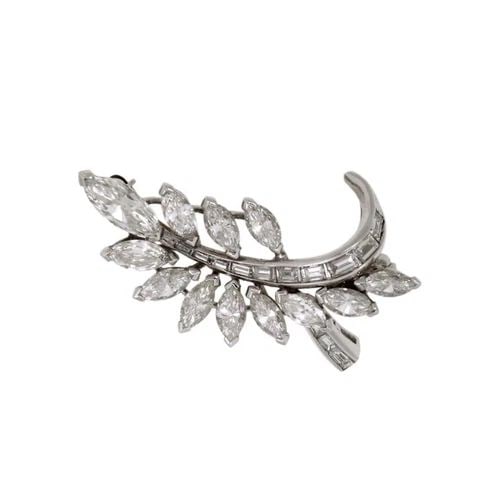 BEAUTIFUL 2.80CT DIAMOND PLATINUM LEAF BRANCH SMALL BROOCH- LIQUIDATION (1 of 2)
