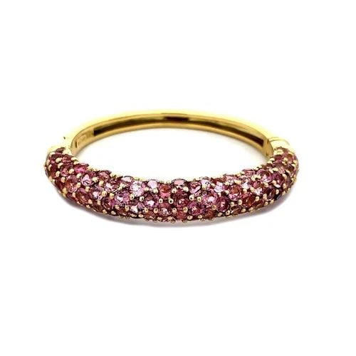 MORGANITE 18K GOLD BRACELET PINK HALF CIRCLE HINGED DOME BANGLE (1 of 2)