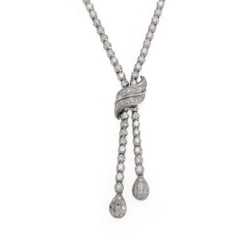 ELEGANT 3.00CT DIAMOND 14K WHITE GOLD FANCY LARIAT NECKLACE LIQUIDATION! (1 of 2)