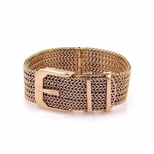VINTAGE 18K ROSE GOLD 19MM WIDE BELT & BUCKLE BRACELET 57 GRAMS LIQUIDATION!!: VINTAGE 18K ROSE GOLD 19MM WIDE BELT & BUCKLE BRACELET 57 GRAMS !! Vintage 18k Rose Gold 19mm Wide Belt & Buckle Bracelet 57 grams !! Description This is a hefty eye catching wide bracelet, crafted fr