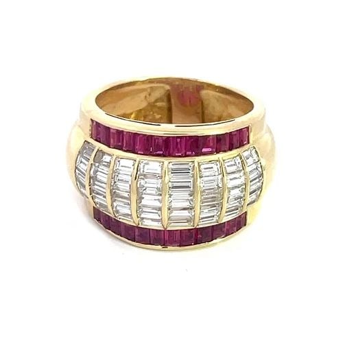 DIAMOND RUBY GOLD RING 5.50CT 18K YELLOW WIDE DOME BAND (1 of 2)