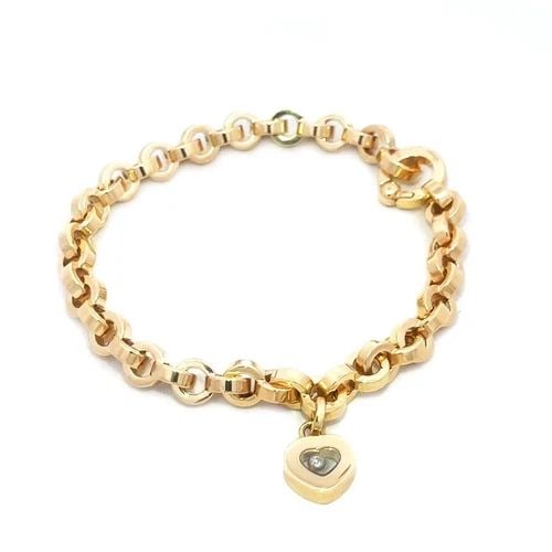 CHOPARD HAPPY DIAMOND GOLD BRACELET 18K YELLOW HEART CHARM STYLE (1 of 2)