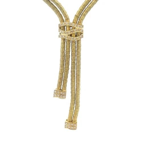 DIAMOND 18K GOLD NECKLACE DOUBLE STRAND WIRE WRAP FLEX CABLE STYLE (1 of 2)