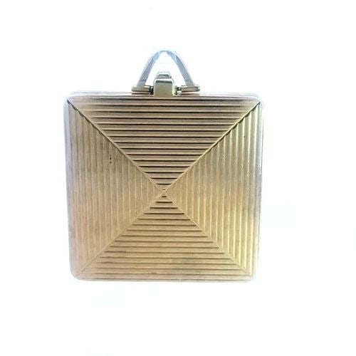 CARTIER VINTAGE GOLD LOCKET PENDANT 14K YELLOW LARGE SQUARE GROOVED STYLE (1 of 2)