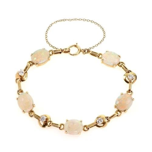 14K YELLOW GOLD 10.40CT FIRE OPAL & DIAMOND FANCY BRACELET LIQUIDATION! (1 of 2)