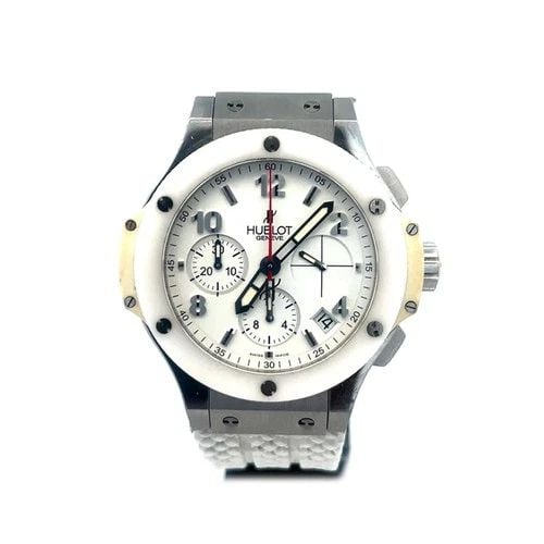 HUBLOT BIG BANG ASPEN CHRONOGRAPH WATCH STEEL 41MM DATE AUTOMATIC RUBBER BAND (1 of 2)