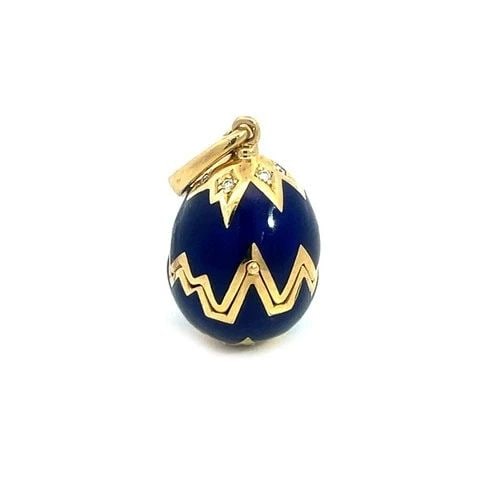 FABERGE DIAMOND GOLD EGG PENDANT 18K YELLOW ENAMEL HIDDEN SWAN GERMANY (1 of 2)