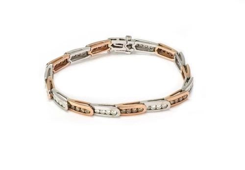 ESTATE 4CT CHAMPAGNE WHITE DIAMOND 14K ROSE WHITE GOLD BRACELET LIQUIDATION (1 of 2)