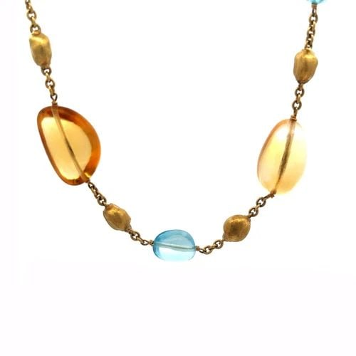 6695 MARCO BICEGO SIVIGLIA 18K GOLD GEMS NECKLACE YELLOW BEAD MOTIFS: 6695 MARCO BICEGO SIVIGLIA 18K GOLD GEMS NECKLACE YELLOW BEAD MOTIFS This is an authentic necklace by Marco Bicego from the Siviglia Collection. It is crafted from 18k yellow gold featuring alternatio