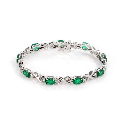 14K WHITE GOLD 9.90CT EMERALD & DIAMOND X LINK BRACELET LIQUIDATION! (1 of 2)