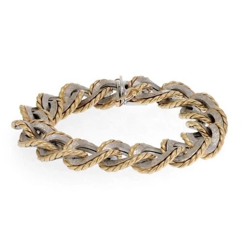ITALIAN TWISTED FOIL TEXTURED ROPE STYLE 14K GOLD OVAL LINK BRACELET LIQUIDATION (1 of 2)