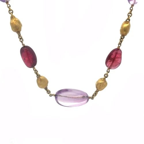 MARCO BICEGO SIVIGLIA 18K GOLD GEMS NECKLACE YELLOW BEAD MOTIFS: MARCO BICEGO SIVIGLIA 18K GOLD GEMS NECKLACE YELLOW BEAD MOTIFS This is an authentic necklace by Marco Bicego from the Siviglia Collection. It is crafted from 18k yellow gold featuring alternation lar