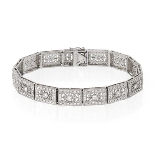 14K GOLD 3 CARAT DIAMOND RECTANGLE LINK 9MM WIDE FILIGREE BRACELET LIQUIDATION: 14K GOLD 3 CARAT DIAMOND RECTANGLE LINK 9MM WIDE FILIGREE BRACELET 14k Gold 3 carat Diamond Rectangle Link 9mm Wide Filigree Bracelet Description This lovely rectangular link bracelet is from 14k whit