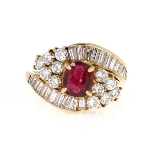 18K YELLOW GOLD 2.64CT DIAMOND & RUBY COCKTAIL RING (1 of 2)
