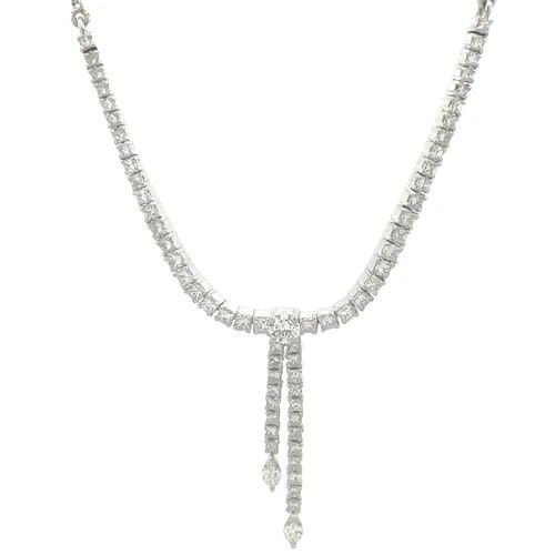 DIAMOND 2.5CT NECKLACE GOLD DANGLE PENDANT WHITE BOX CHAIN 16K-18K PRINCESS CUT (1 of 2)