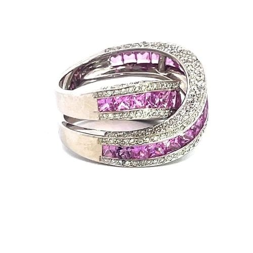 CRIVELLI DIAMOND GOLD RING PINK SAPPHIRE 7CT 18K WHITE CROSSOVER BAND SIZE 7 (1 of 2)