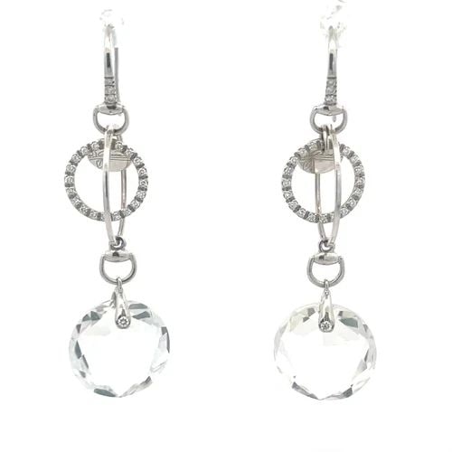GUCCI DIAMOND GOLD EARRINGS 18K WHITE HORSEBIT HOOP DANGLE STYLE (1 of 2)