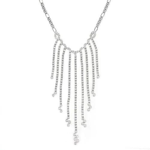 ESTATE 3.60CT DIAMOND 18K WHITE GOLD FRINGE PENDANT NECKLACE LIQUIDATION: ESTATE 3.60CT DIAMOND 18K WHITE GOLD FRINGE PENDANT NECKLACE Estate 3.60ct Diamond 18k White Gold Fringe Pendant Necklace Description This gorgeous necklace is crafted from 18k white gold. It features
