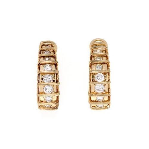 14K YELLOW GOLD 2.00CT DIAMOND CURVED HOOP HUGGIE EARRINGS LIQUIDATION! (1 of 2)