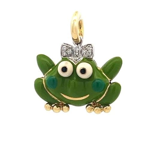 AARON BASHA DIAMOND FROG CHARM ENAMEL IN 18K GOLD (1 of 2)