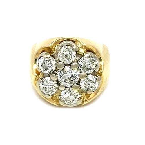 DIAMOND GOLD MEN'S RING 3CT 14K YELLOW CLUSTER TOP DOME BAND SIZE 8 (1 of 2)