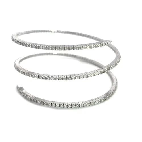 DIAMOND GOLD WRAP BRACELET 14K WHITE 3 ROW PRONG SET STYLE (1 of 2)