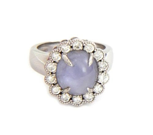 STAR SAPPHIRE DIAMOND RING 14K WHITE GOLD LADIES COCKTAIL STYLE 16.46CT (1 of 2)