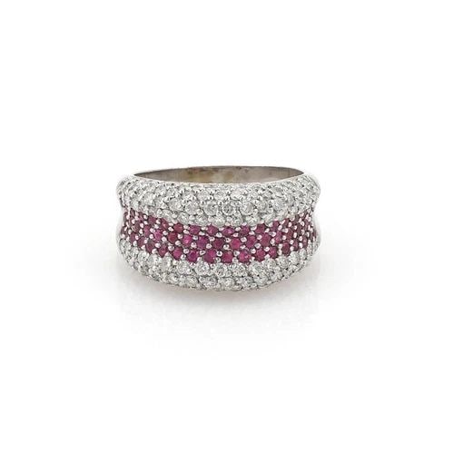 SONIA B RING 4.30CT DIAMOND RUBY 18K GOLD CONCAVE BAND SIZE: 9.5- (1 of 2)