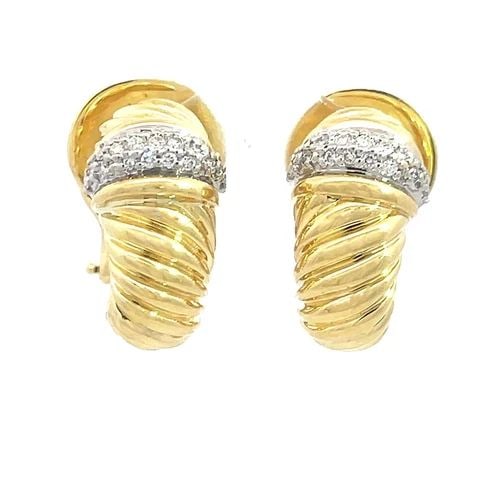 DAVID YURMAN DIAMOND GOLD SHRIMP EARRINGS 18K YELLOW HUGGIE STYLE: DAVID YURMAN DIAMOND GOLD SHRIMP EARRINGS 18K YELLOW HUGGIE STYLE This beautiful pair of authentic earrings are by David Yurman from the Shrimp Collection. They are crafted from 18k yellow gold with a