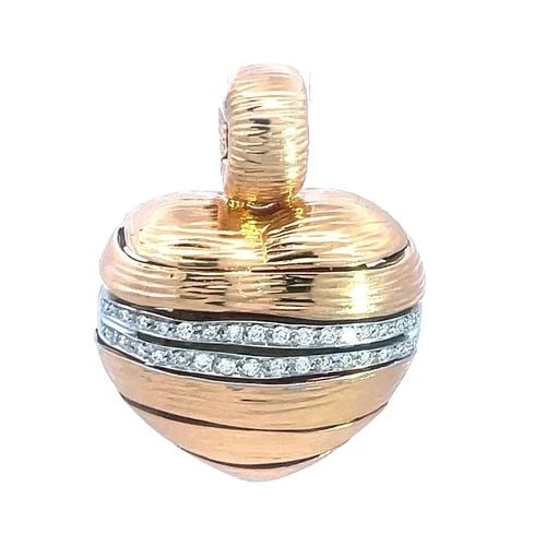 ROBERTO COIN GOLD ELEFANTINO HEART PENDANT DIAMOND 18K PINK PUFFED STYLE (1 of 2)