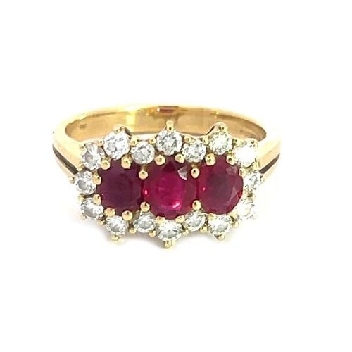 PICCHIOTTI RUBY GOLD RING DIAMOND 18K YELLOW 3 STONE ACCENT STYLE CERT BOX (1 of 2)