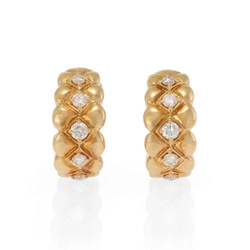 MORABITO PARIS DIAMOND 18K YELLOW GOLD HUGGIE CLIP ON EARRINGS LIQUIDATION (1 of 2)