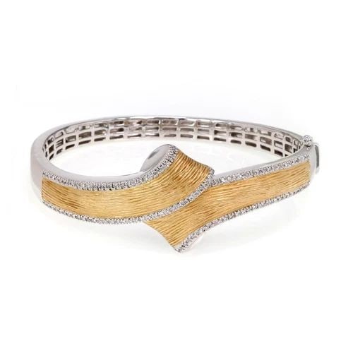 LOVELY 1.00CT DIAMOND 14K YELLOW & WHITE GOLD FANCY BRACELET LIQUIDATION! (1 of 2)
