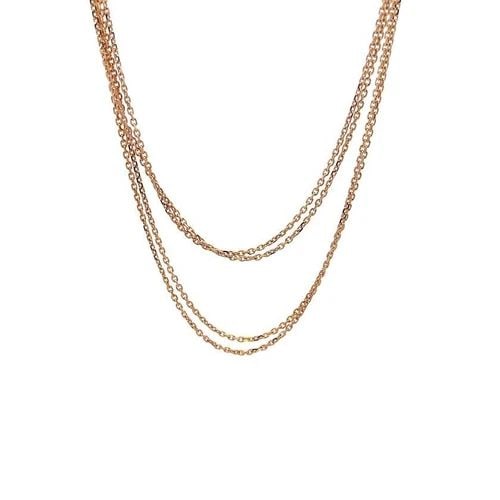 CHOPARD 18K ROSE GOLD CHAIN DOUBLE STRAND 31.5" LONG: CHOPARD 18K ROSE GOLD CHAIN DOUBLE STRAND 31.5" LONG This is an elegant authentic long chain by Chopard. It is crafted from 18k rose gold with a polished finish featuring a long double slender oval li