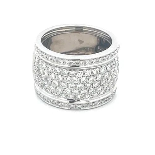 LEO PIZZO DIAMOND GOLD RING 18K WHITE PAVE HALF CIRCLE WIDE BAND (1 of 2)