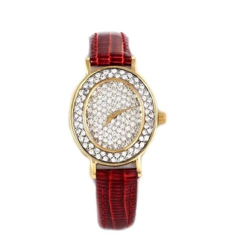 UNIVERSAL GENEVE 2.00CT DIAMOND 18K GOLD LEATHER BAND WATCH (1 of 2)