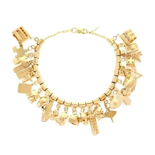 14K YELLOW GOLD MULTI-CHARMS CHAIN BRACELET LIQUIDATION! (1 of 2)